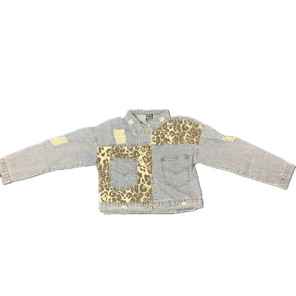 Trendy Leopard Print Jean Jacket - Stylish and Unique!
